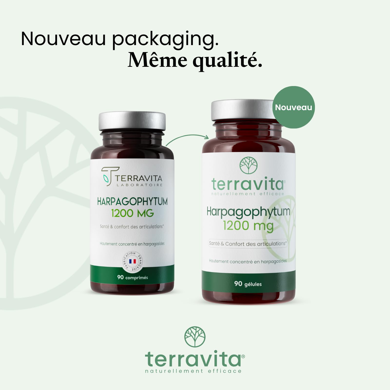 HARPAGOPHYTUM | Extrait 8:1 Ultra Concentré à 5% en Harpagosides | Douleurs Articulaires - Arthrose | Mobilité et Souplesse Renforcées | 90 Gélules de 400 mg | Made in France | Terravita