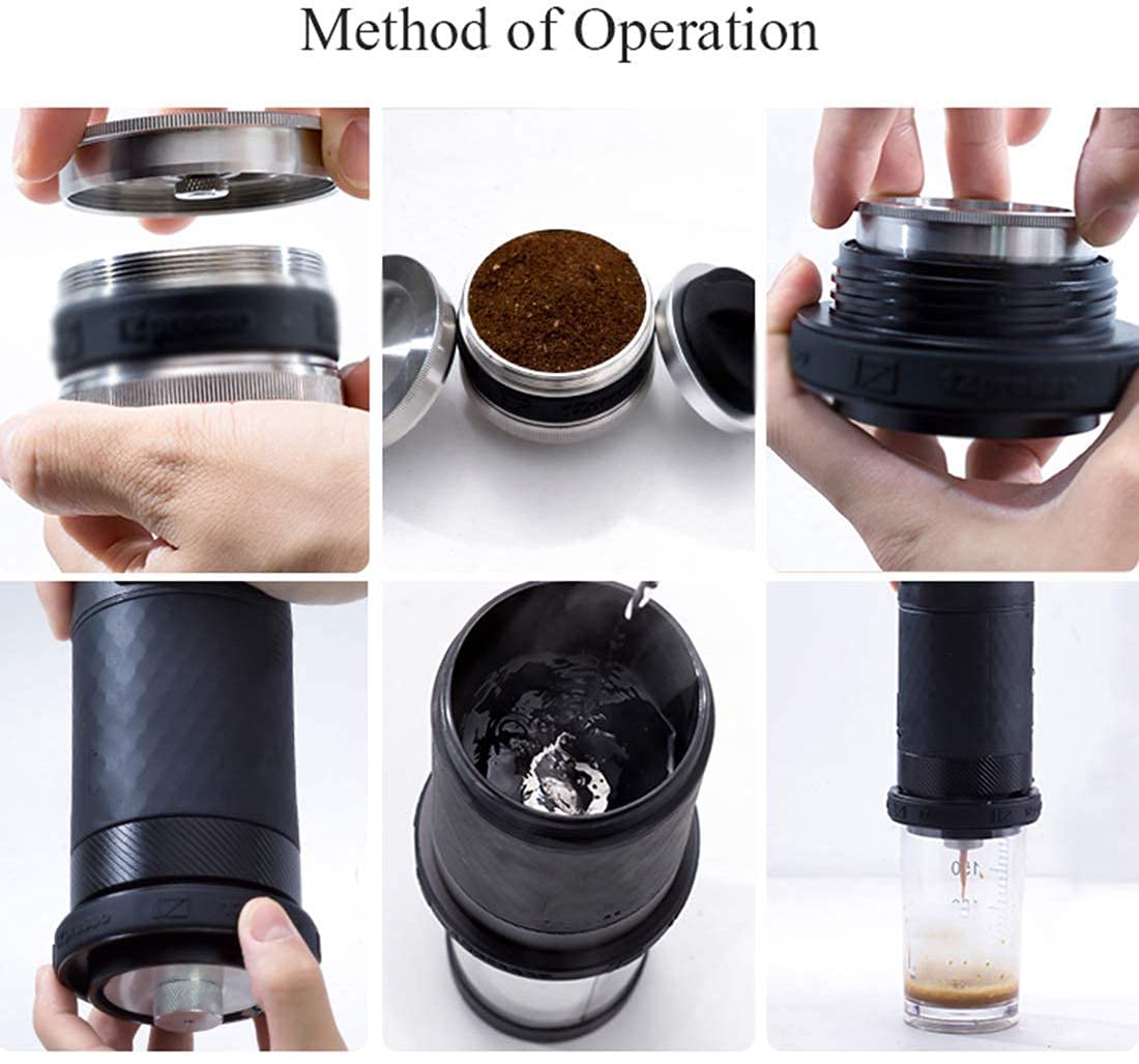 Macchina da caffè Portatile, Mini Macchina per Espresso Italiana a Pressione Manuale, Campeggio e Viaggi