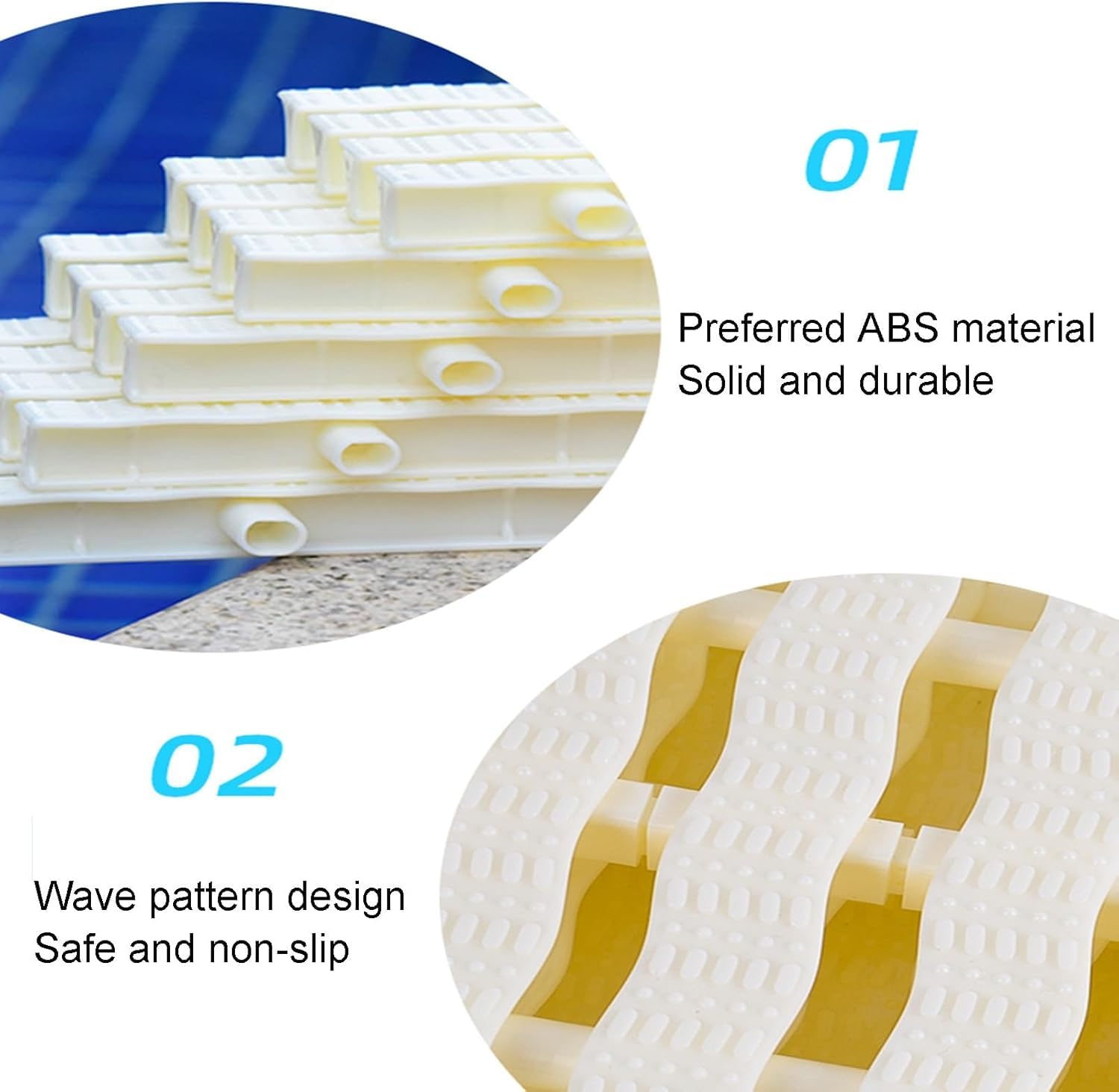 Griglia di drenaggio ondulata per piscina con troppopieno in plastica resistente, 35 x 100 cm, confezione da 2, per una maggiore sicurezza e manutenzione della piscina