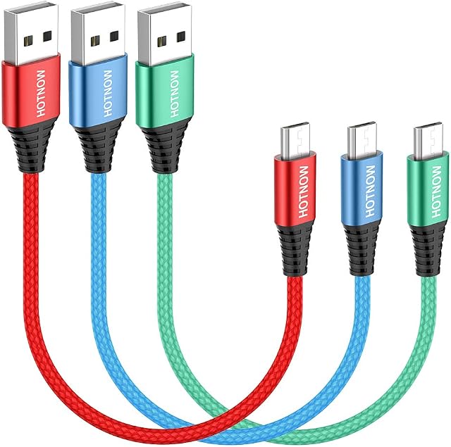 HOTNOW Micro USB Cable 0.3m 3Pack, 30cm Short Android Charger Cable Nylon Braided Fast Charging Cord for Samsung Galaxy S7 S6 S7 Edge S5,Power Bank