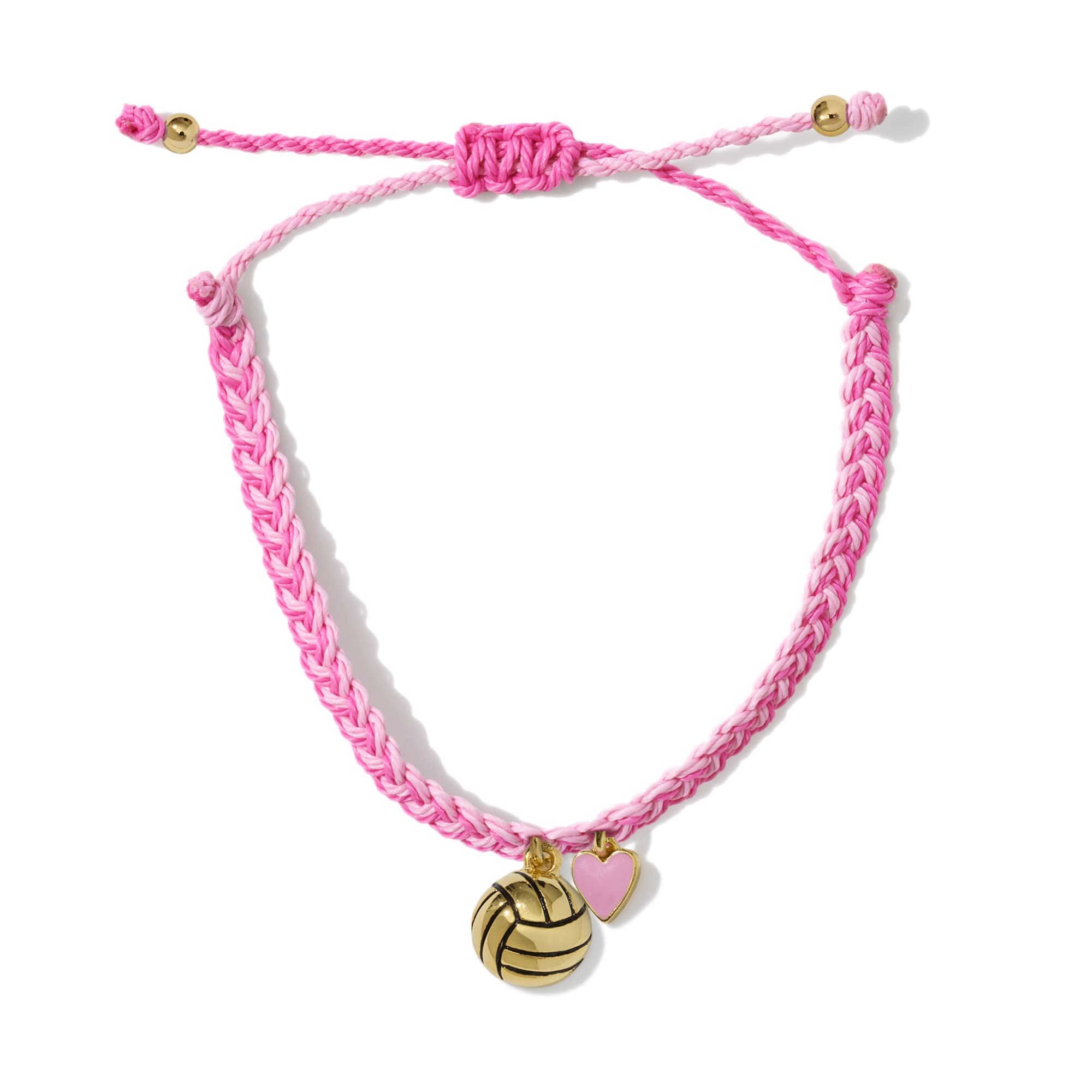 Volleyball Heart Gold Charm Bracelet 100% Waterproof Adjustable Friendship Jewelry Gift Teams