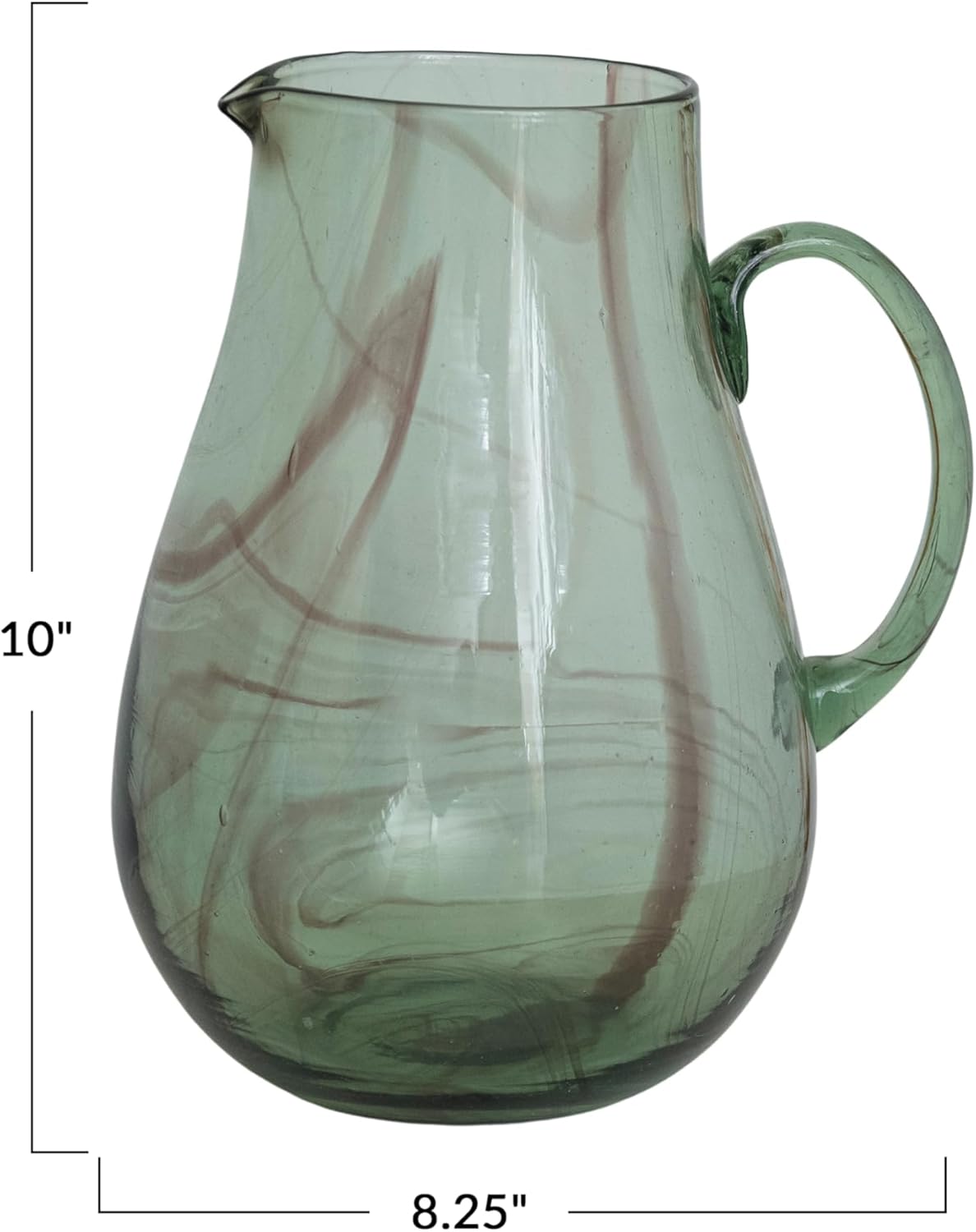 Bloomingville Marbled Elegance Hand-Blown Glass Pitcher, Green and Purple
