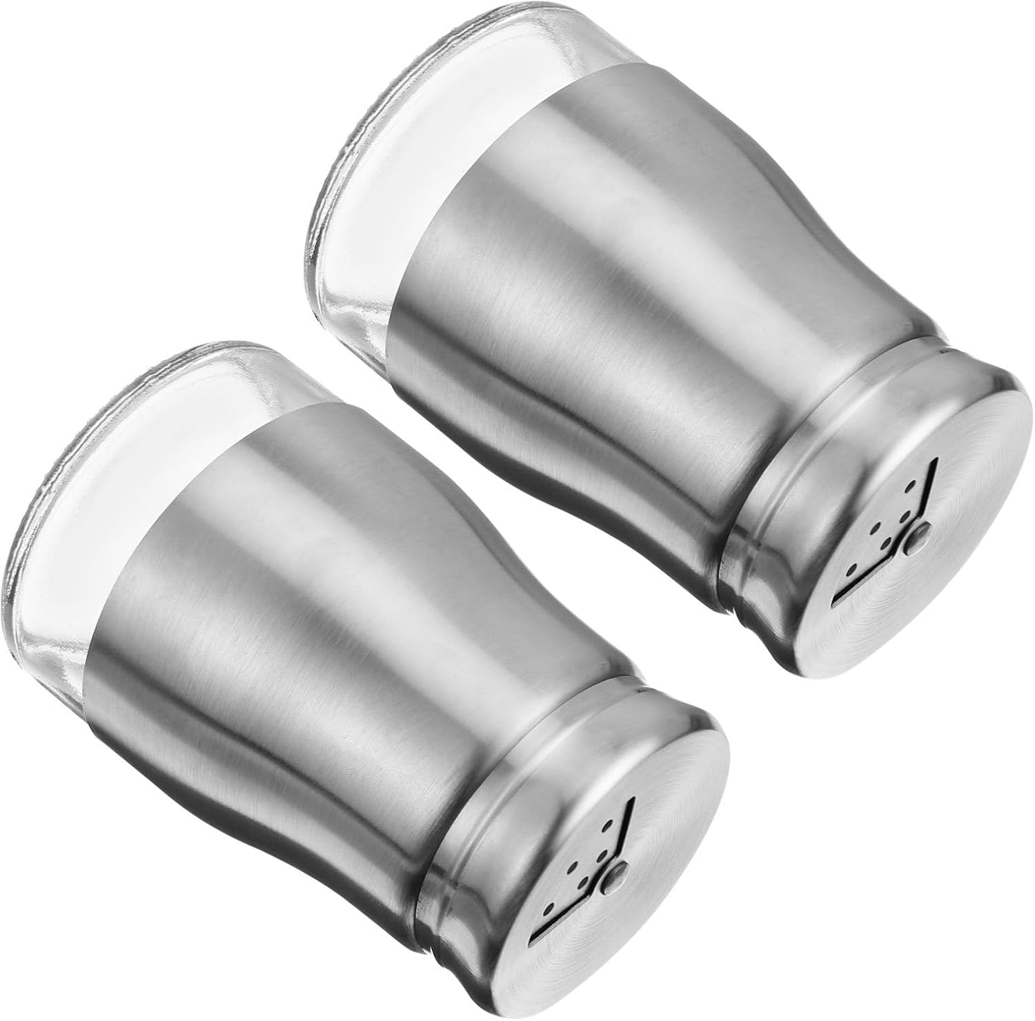 Glass Seasoning Jar and Salt Shaker Set with Stainless Steel Lid, 2pcs Spice Bottle Set for Kitchen and Dining, Portable Pepper Container for Cooking and Table Use