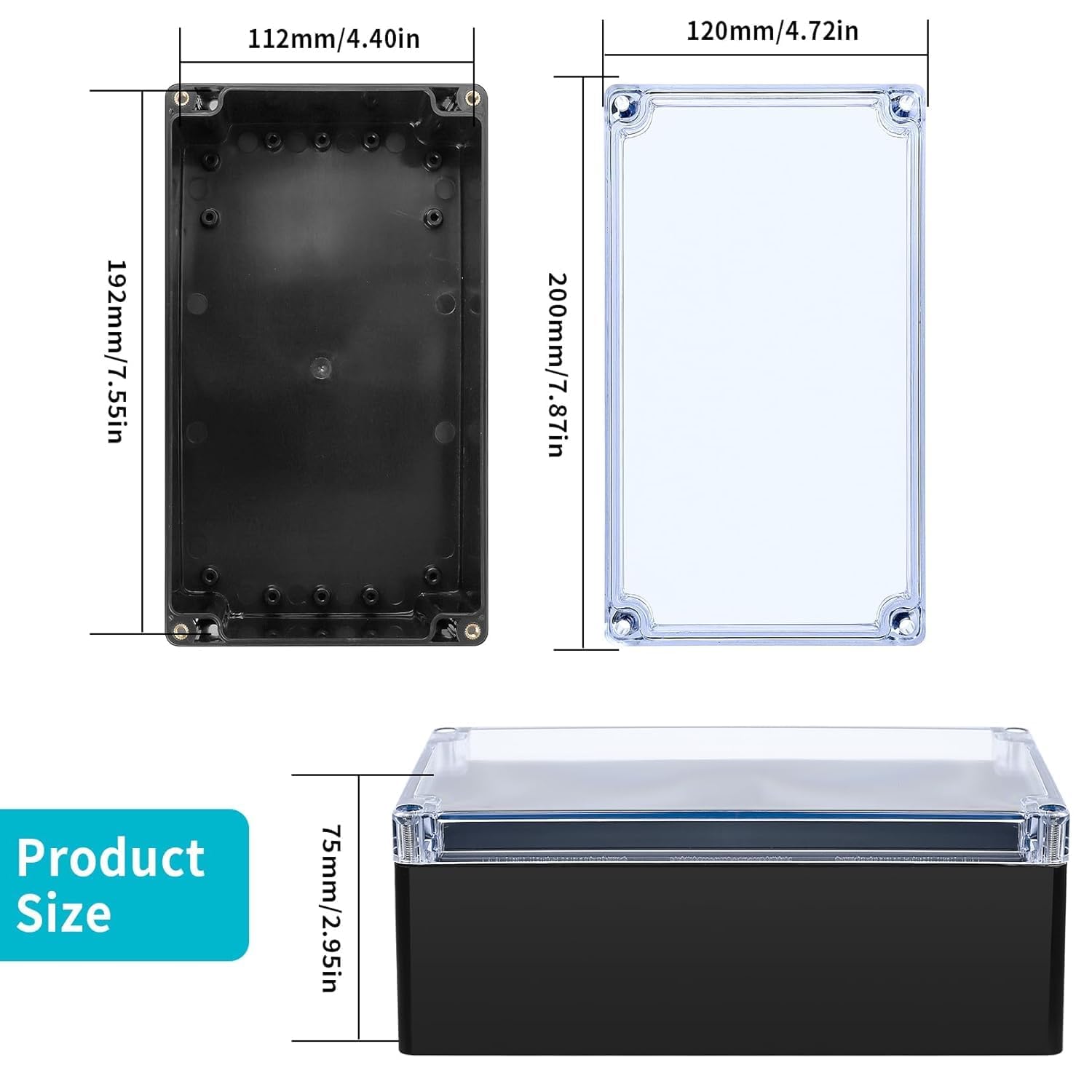 Scatola di Giunzione, Custodia per Strumenti di Protezione per Progetti Elettrici in ABS IP65 Resistente All'acqua, per Interni ed Esterni Elettrici, Attrezzature Antincendio(200 * 120 * 75mm