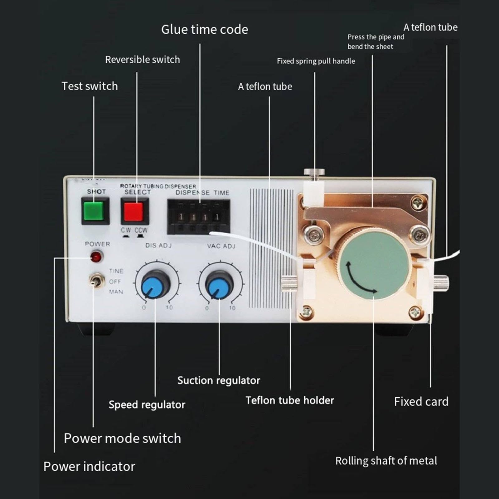 Distributore automatico di colla peristaltica, 30 W per adesivo liquido ad asciugatura rapida istantanea, efficiente erogazione di precisione per artigianato e uso industriale