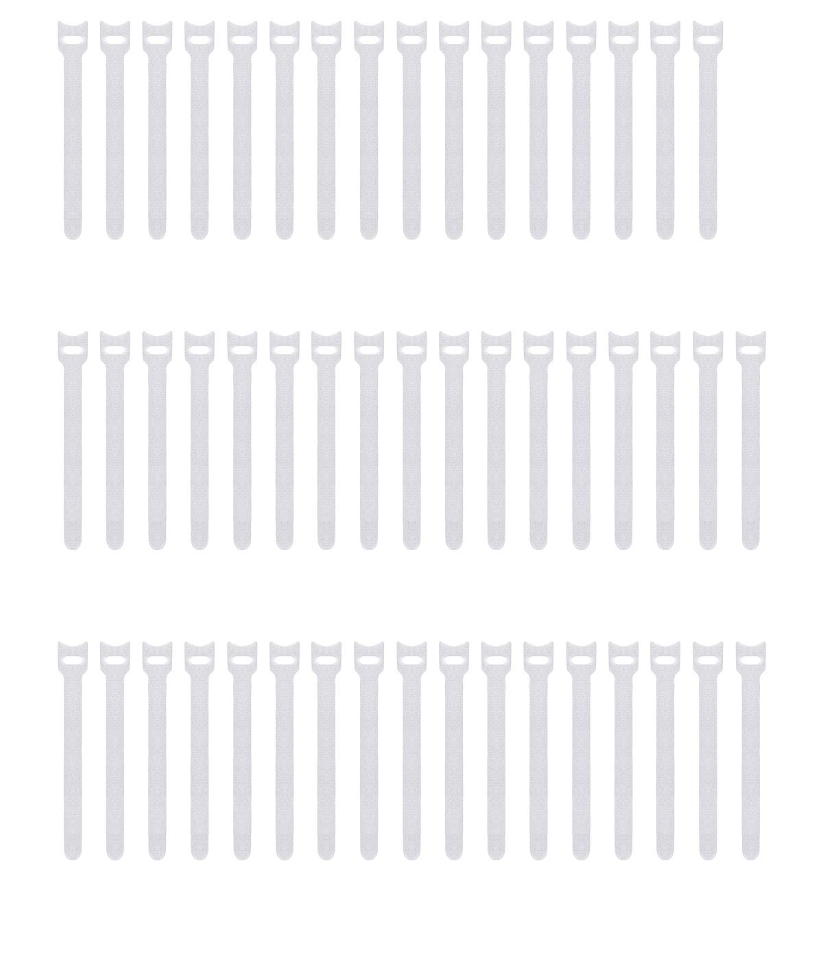 Pasow 50pcs Reusable Fastening Adjustable Cable Ties Wire Management (6 Inch, White)