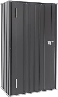 Outdoor Metal Storage Cabinet, 55'' Lockable Tall Shed, Vertical Tool Organizer Without Shelves for Garage, Patio, Backyard, Home & Lawn, Black