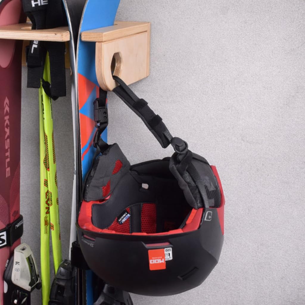 John Paddle Holzständer für Skier und Skistöcke – Wandhalter für 4 Paar Ski