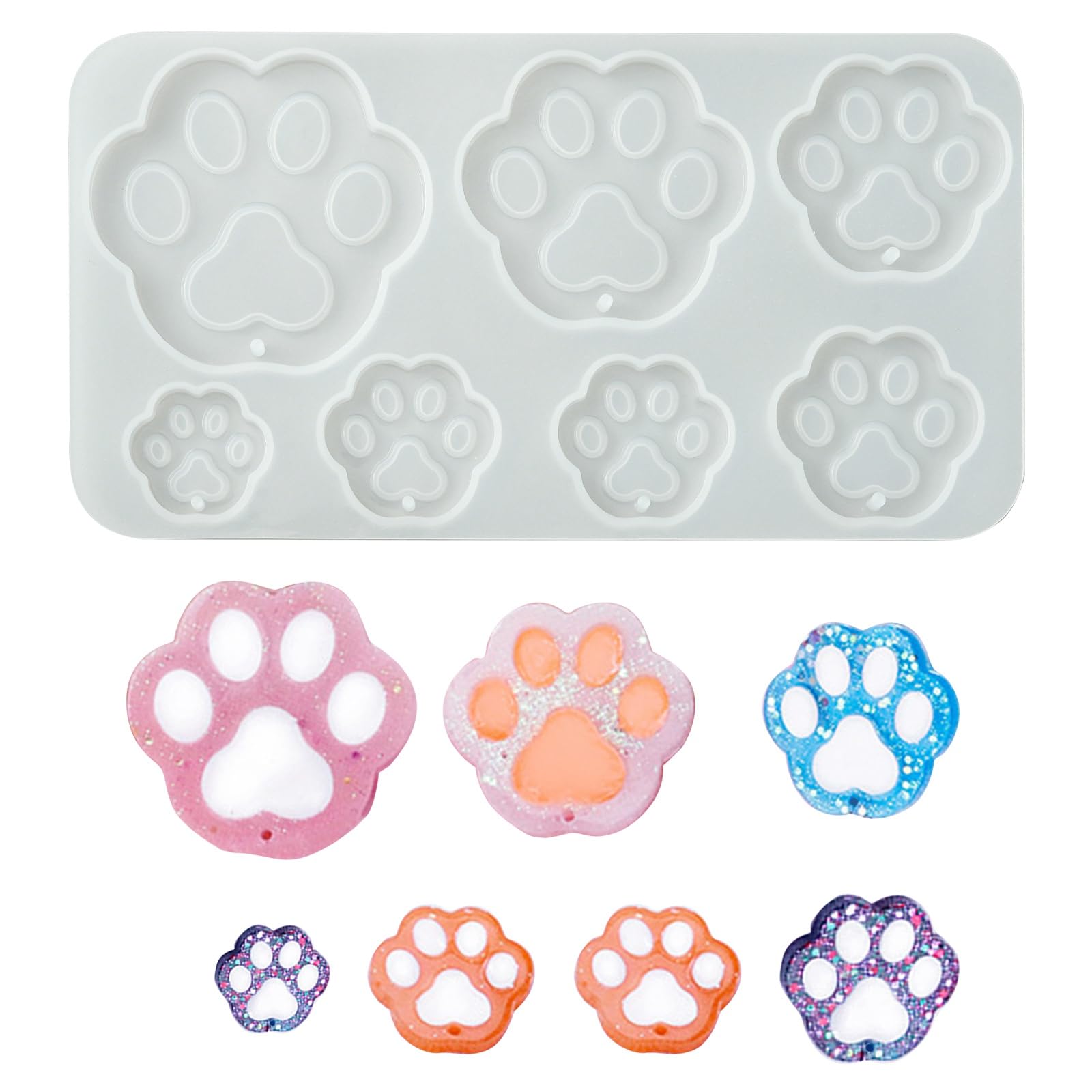UR URLIFEHALL10 Pcs Paw Print Molds for Resin Casting Molds Footprint Hangle Molds for DIY Making Earrings Decor Crafts