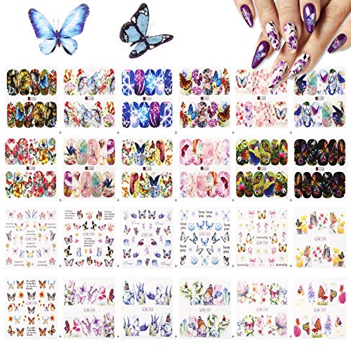 SOSPIRO nagelaufkleber selbstklebend, 84 Blatt Wassertransfer nagelaufkleber Schmetterling mit Blumen Nagelsticker Gel… – Bild 5