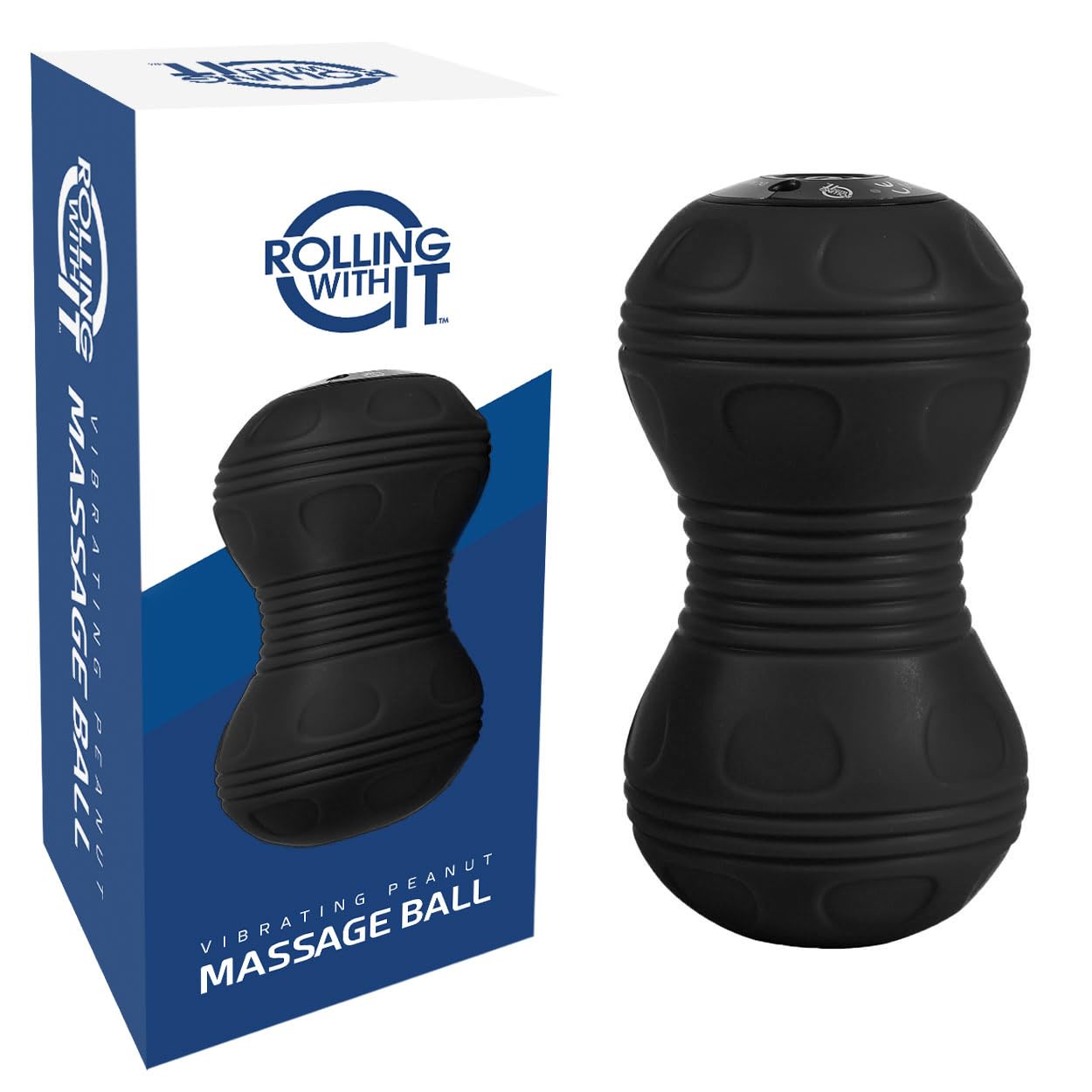 Rolling With It profesional vibrante maní bola de masaje - terapia de puntos gatillo de tejido profundo, liberación miofascial - portátil, inalámbrico - dual lacrosse bola vibración massager - negro