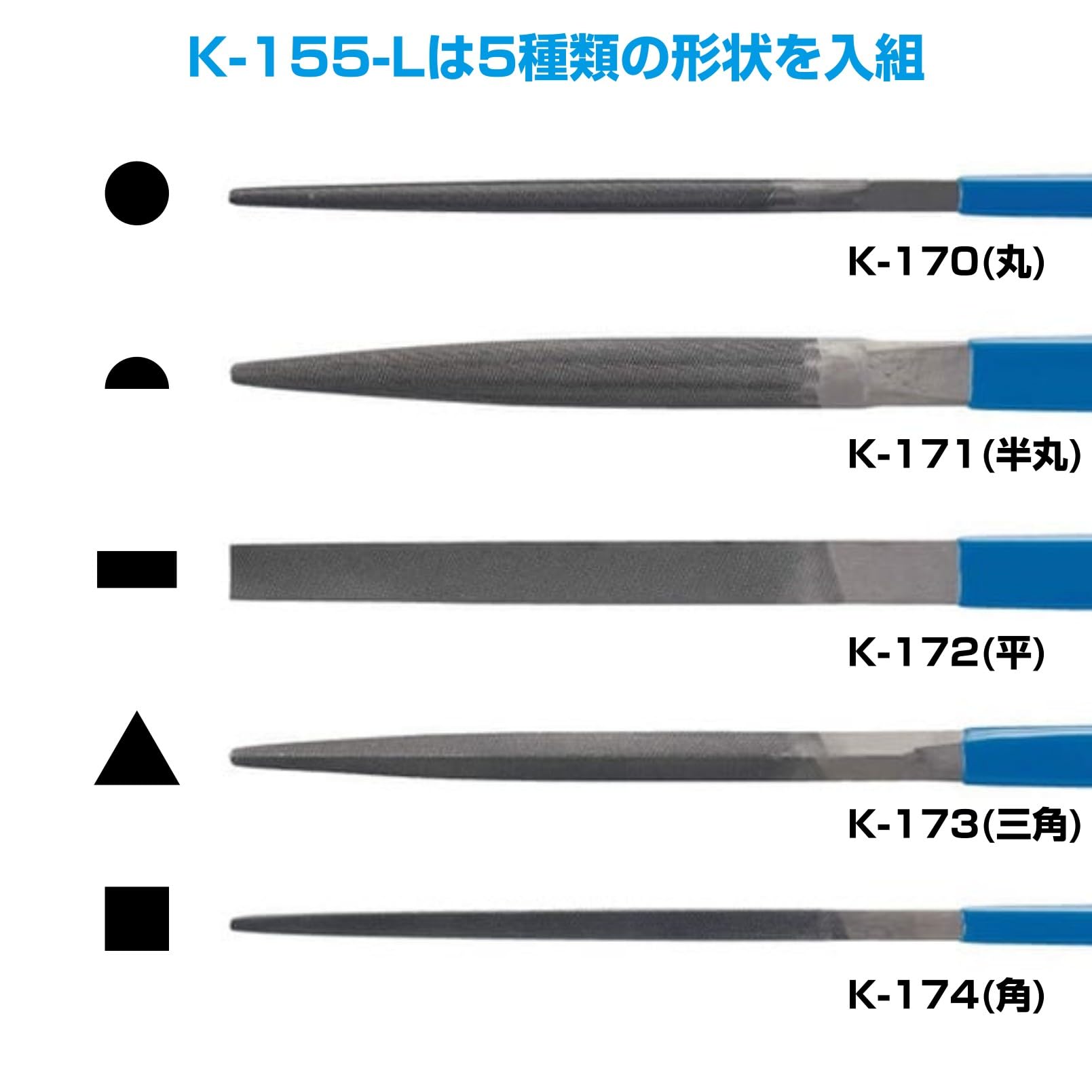 HOZAN Pilnik igłowy 5 szt. zestaw z winylowym etui K-155-S (importowany z Japonii)