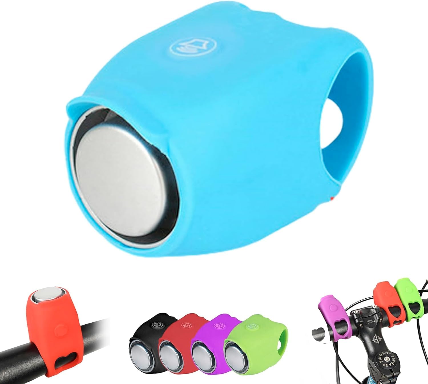 Theaque Super Bike Horn, 90dB Loud, IPX4 Water-Resistant, Silicone Cover, Easy To Install, Blue, Modern, Handlebar Mount, One Size, Bicycle Bell