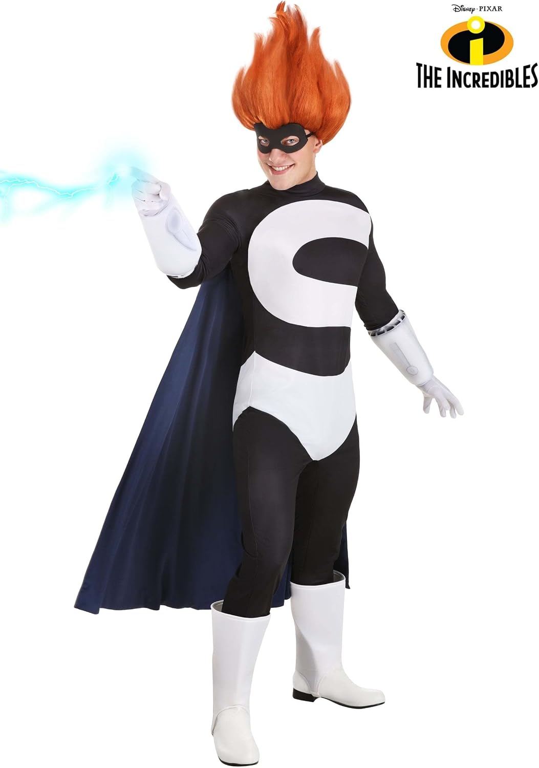Adult Syndrome Costume | Disney and Pixar's The Incredibles Syndrome Villainous Halloween Outfit with Cape and Wig