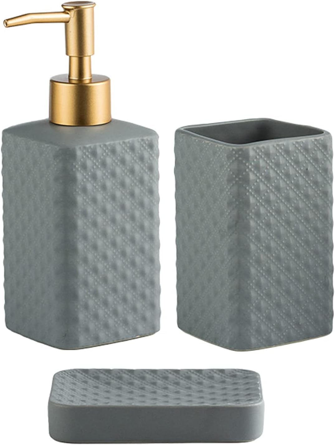 Ensemble d'accessoires de salle de bain au design moderne en céramique grise premium