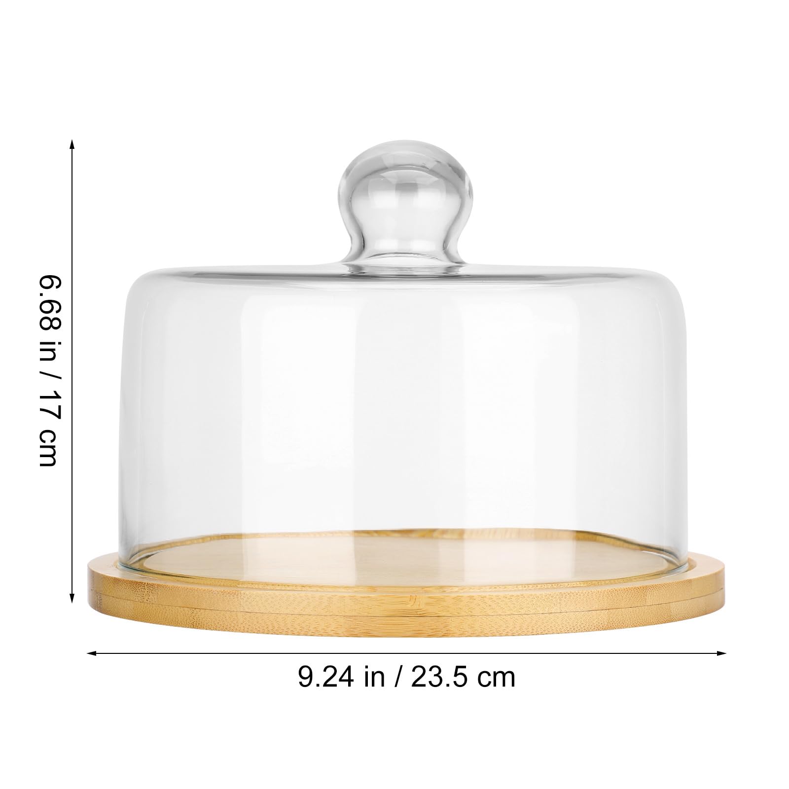 Cubierta para Almacenamiento Seguro para Exhibición de Pasteles con Bandeja de Madera y Campana de Vidrio Transparente y Uso en Recepciones