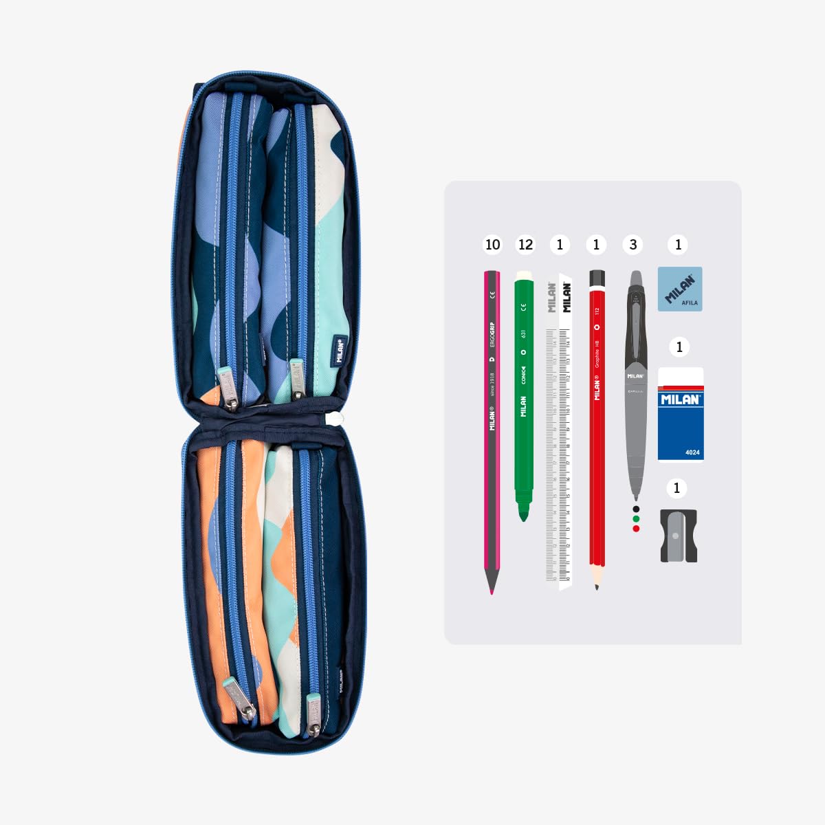 MILAN® Kit 4 estuches con contenido serie The Fun, azul
