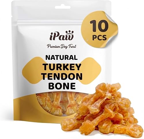 Miniatura 6 de iPaw - Tendón de pavo para perros, ingrediente procedente de EE. UU., hipoalergénico, masticable natural de grado humano para cachorros, golosinas