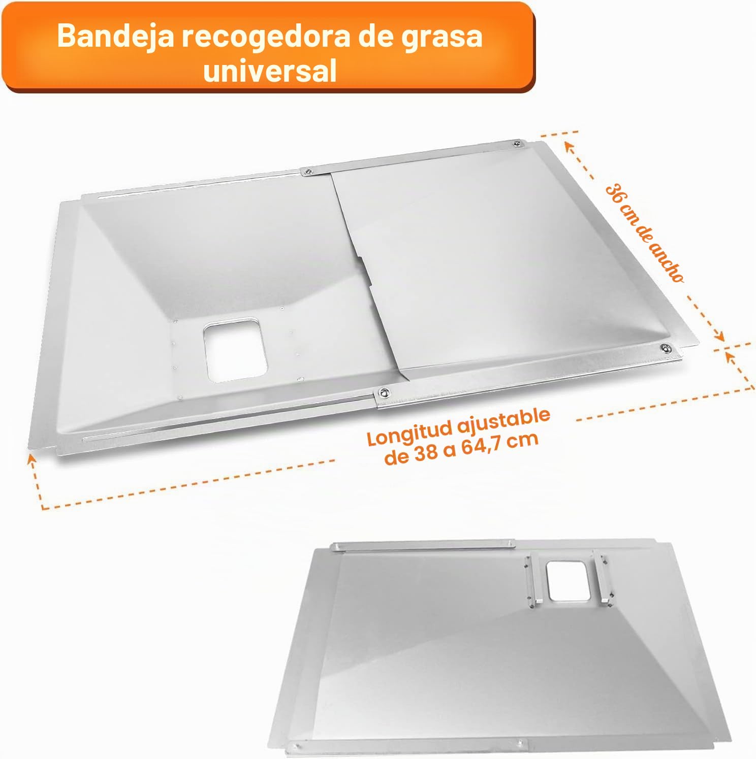 GFTIME Bandeja de grasa universal con bandeja colectora de 38 cm hasta 65 cm, bandeja de goteo ajustable para 2/3/4 quemadores de parrilla de gas de Charbroil, Dyna Glo, Nexgrill, Kenmore, Uniflame y