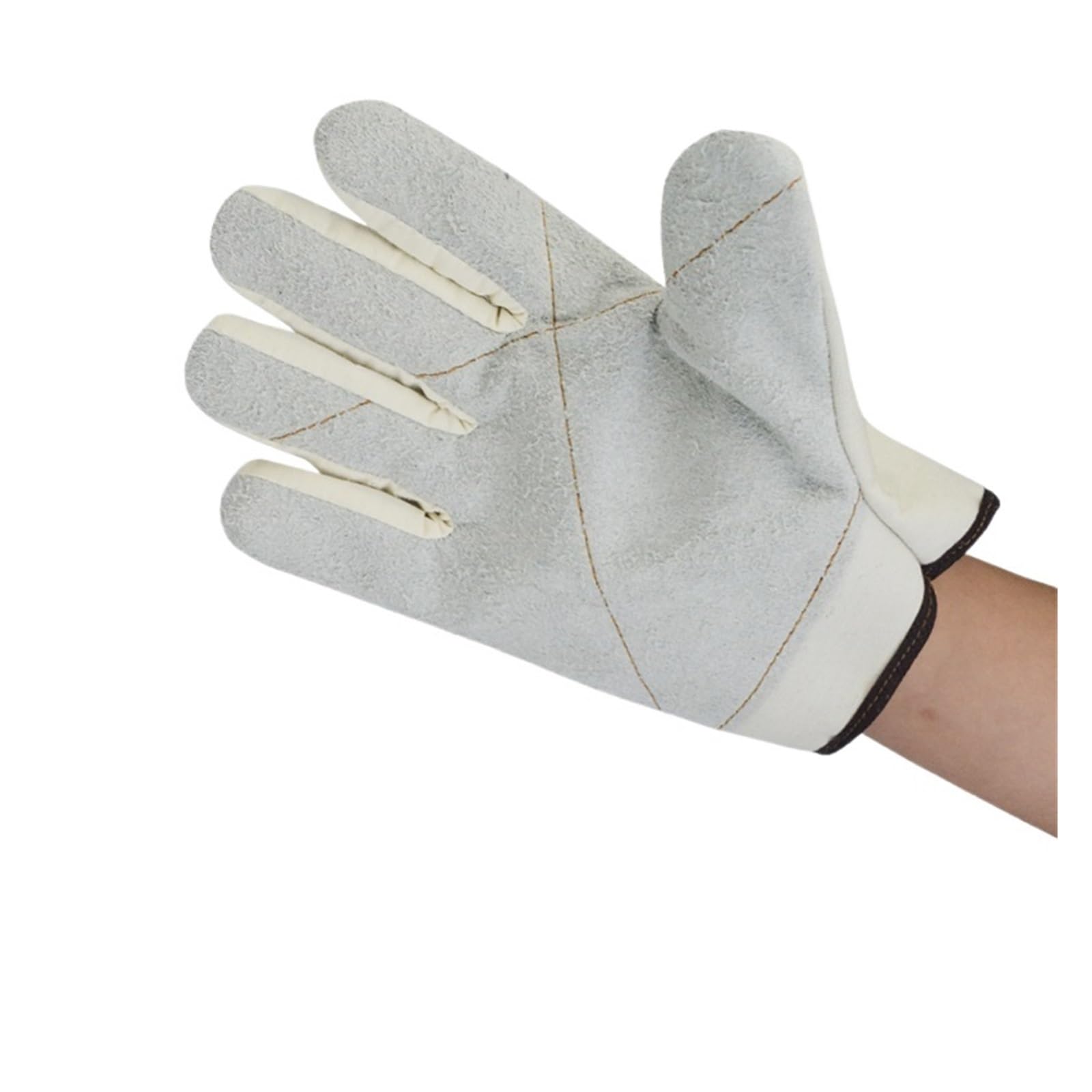 Générique 10 Paires de Gants Travail en Toile, Paume renforcée Cuir | Gants beiges avec doublure épaisse, résistants à l'usure, respirants, 250 mm, taille unique