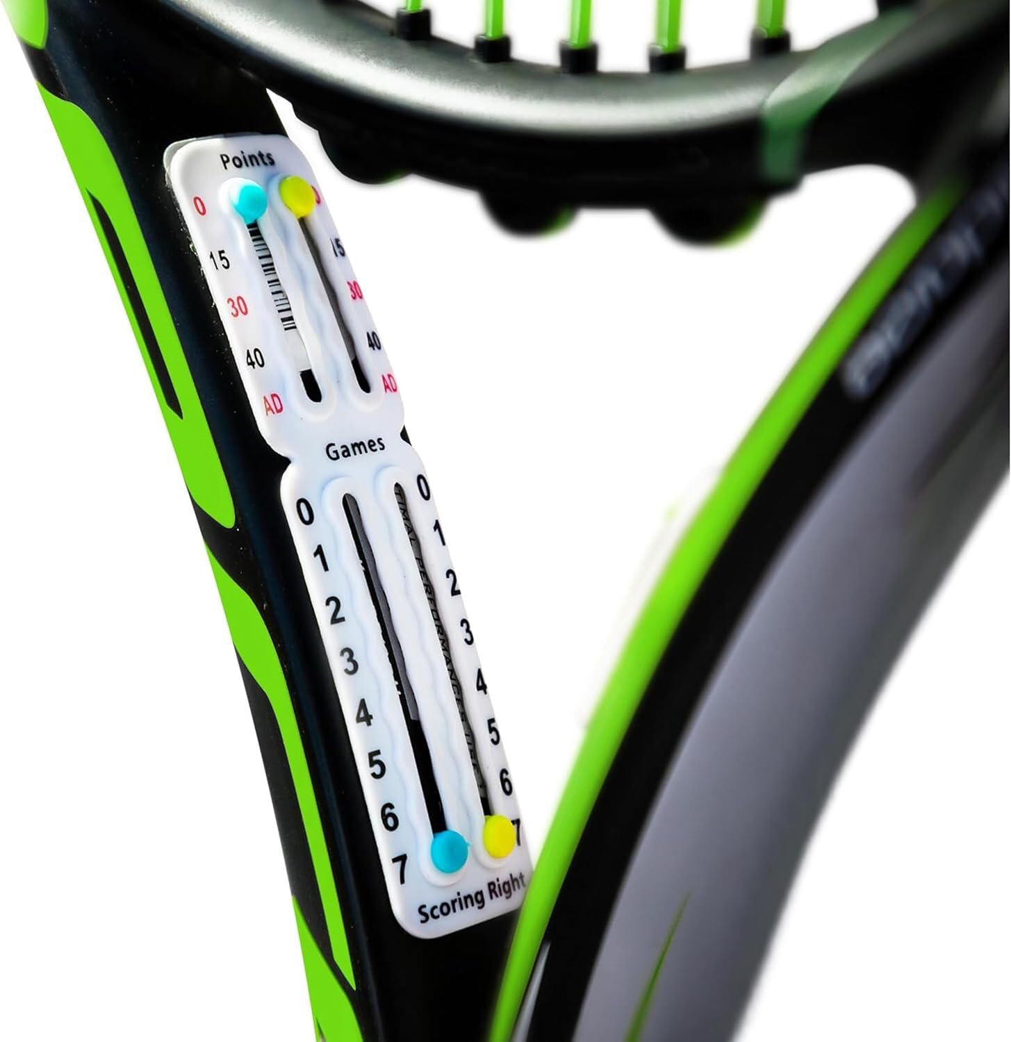 Scoring Right Portable Tennis Racquet and Paddle Scorekeeper – Easily Mounted Score Board to Keep Score of Points, Games, and Sets - ITF Conforming and Lightweight - Weighs 1.9g