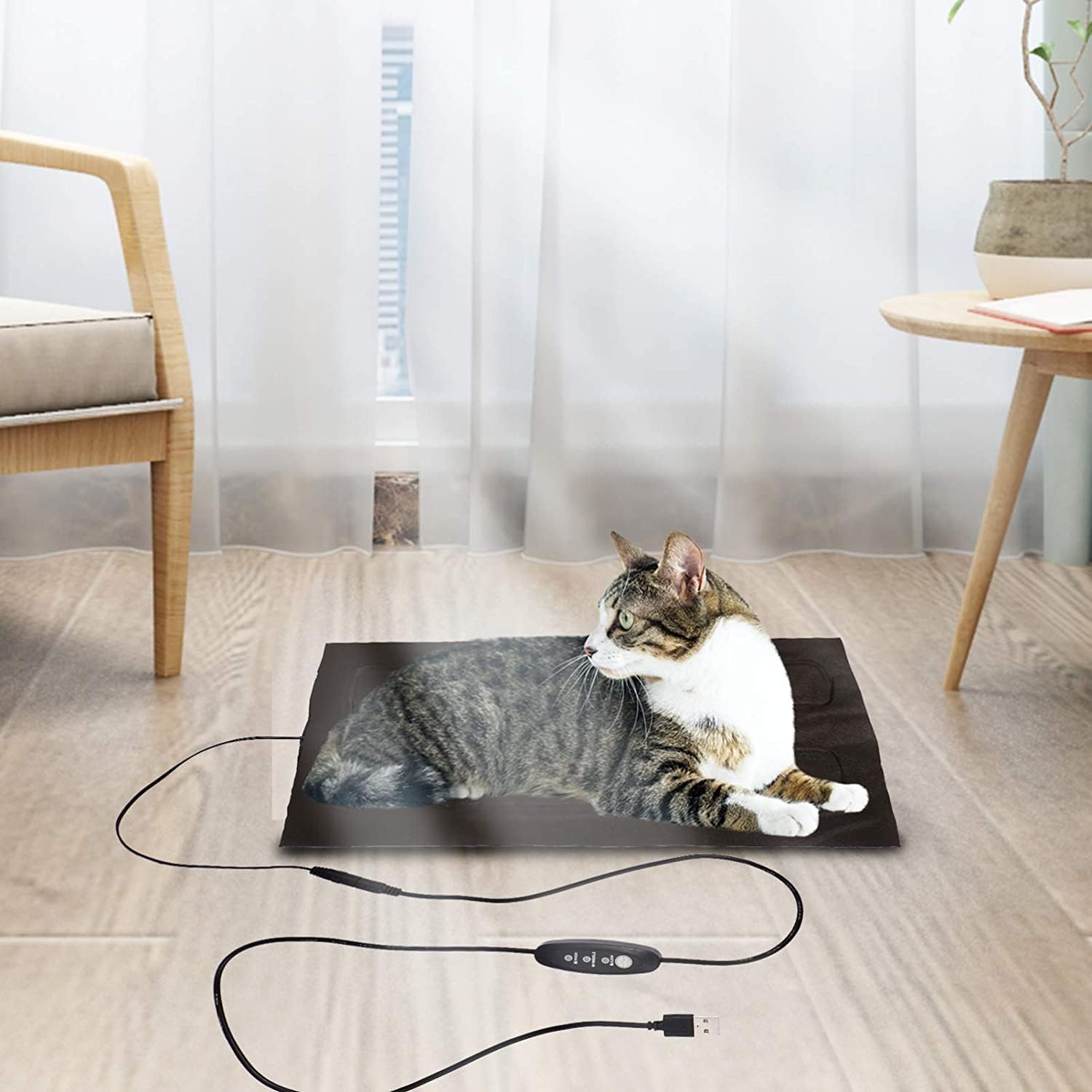 Reptile Heat Mat Ser of 2 5V USB Carbon Pet Heating Tool Reptile Pet Heated Pad Pet Heating Device Fiber Heating Pad (Color : Black, Size : 19X34CMx2pcs)