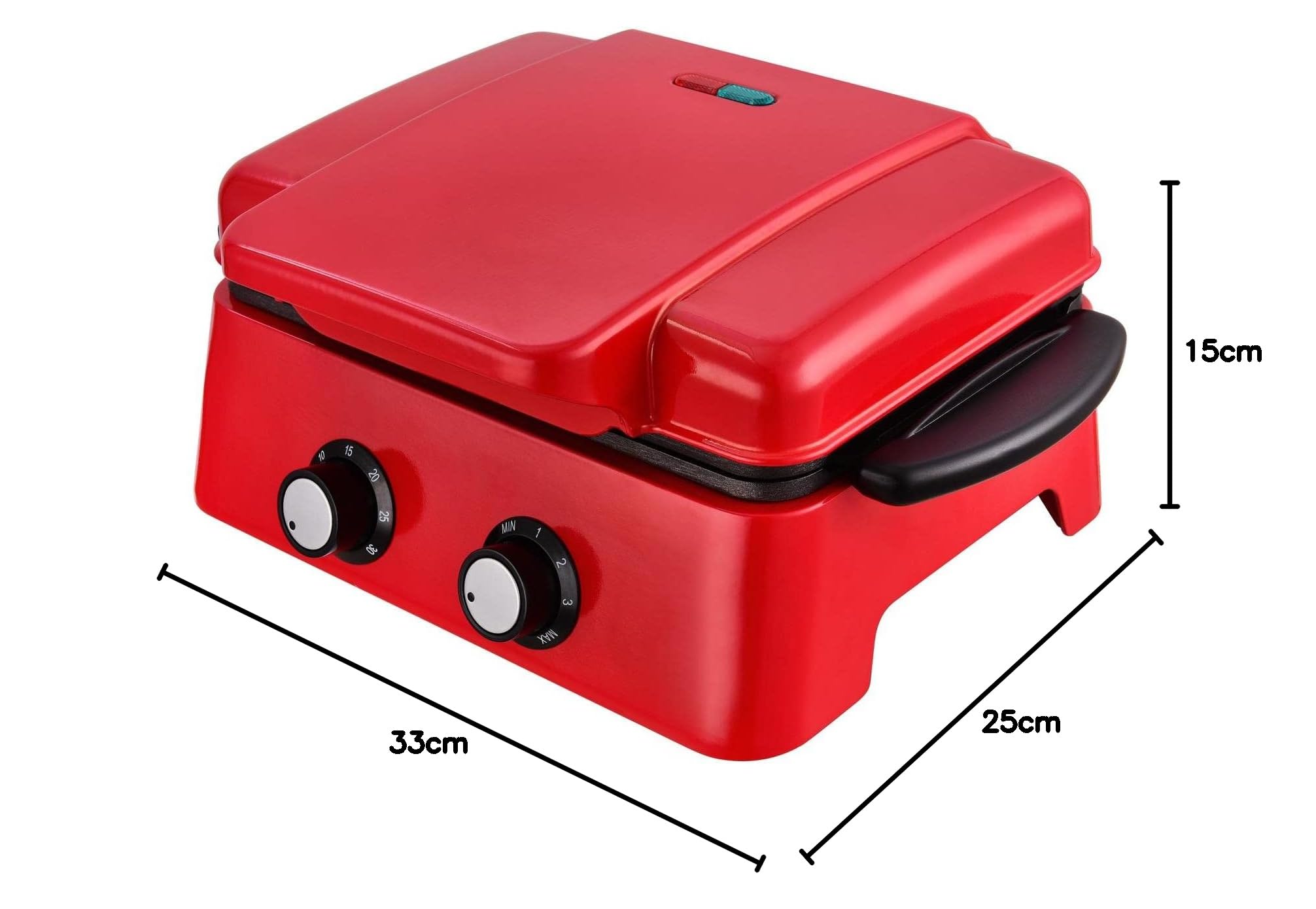 Kalorik TKG LCM 1002 RD Lavakuchen-Bäcker, für bis zu 6 Küchlein, regelbares Thermostat, manueller Timer, inkl. Muffin-Backeinsatz, 900 Watt, Rot/Schwarz