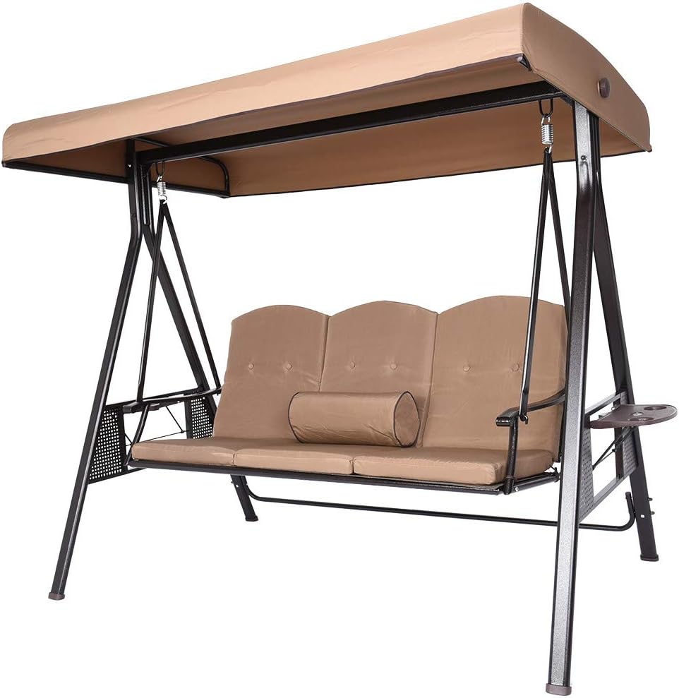 3Seat Deluxe Outdoor Patio Porch Swing with Adjustable