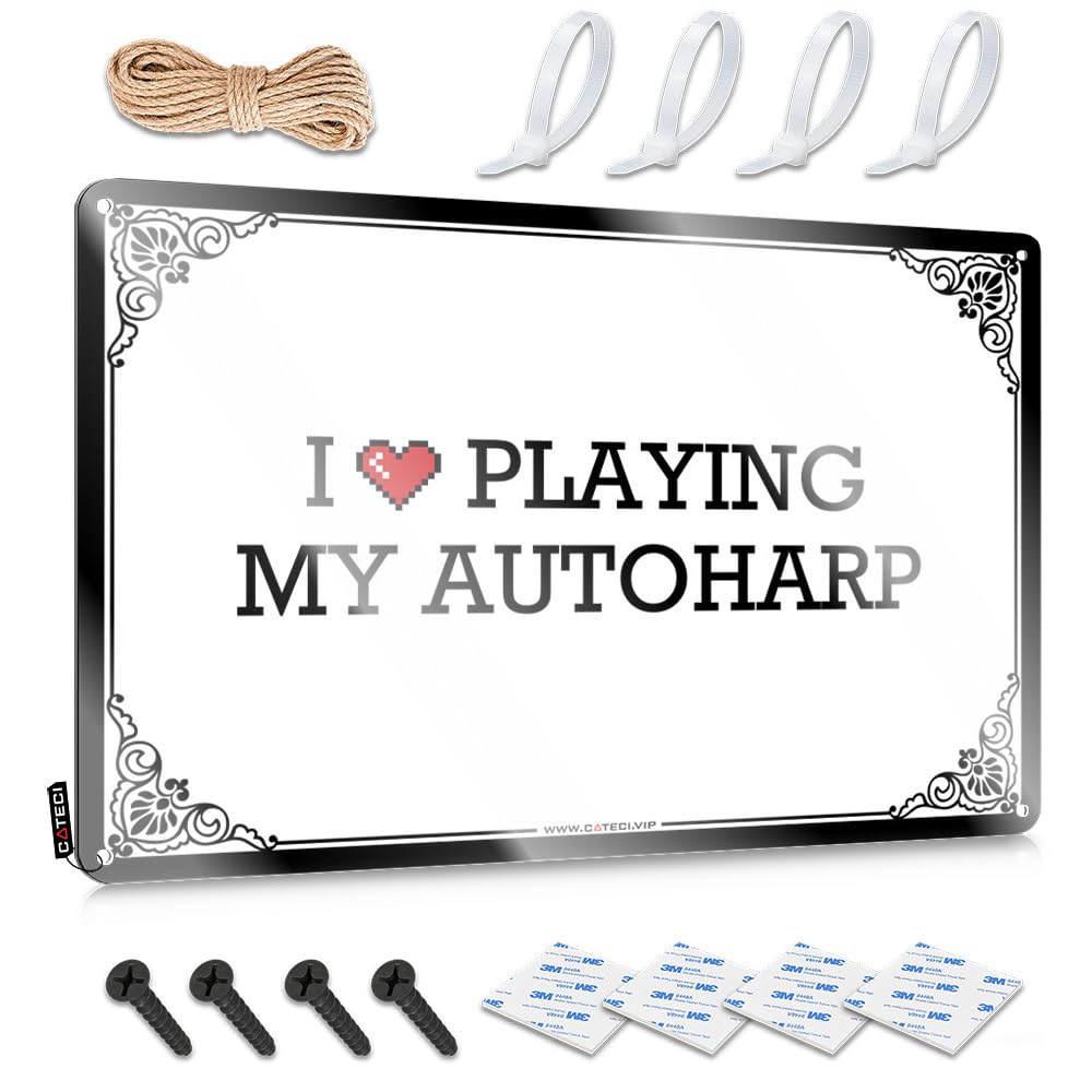 Aesthetic Matal Sign Sweet | I Love Playing My Autoharp Humor Farm Decoration(20X30CM)