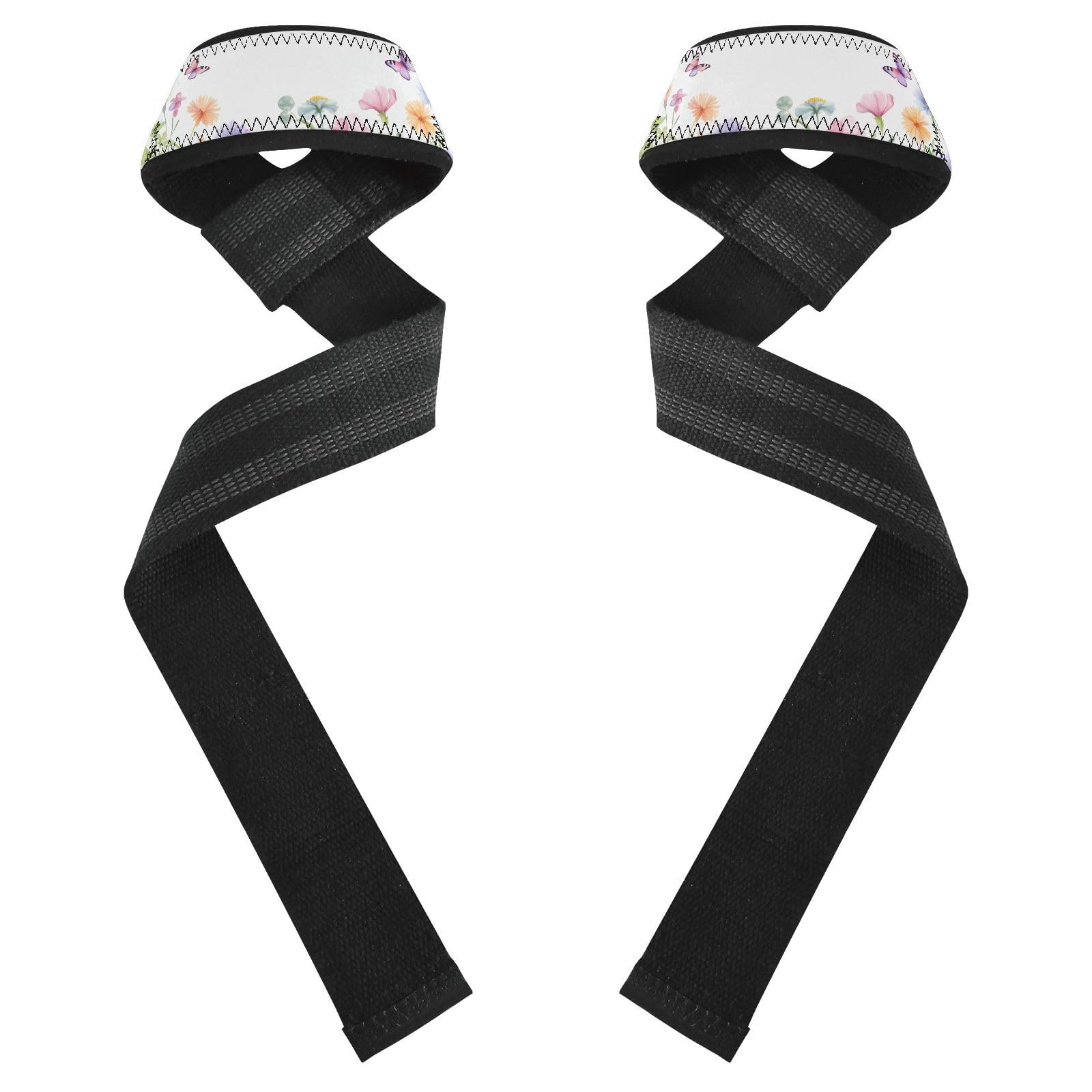 STAYTOP Beautiful Flowers and Butterflies Wrist Straps for Weightlifting,Lifting Straps with Neoprene Cushioned Wrist Padded and Anti-Skid Silicone for Strength Training,Bodybuilding,Deadlifting