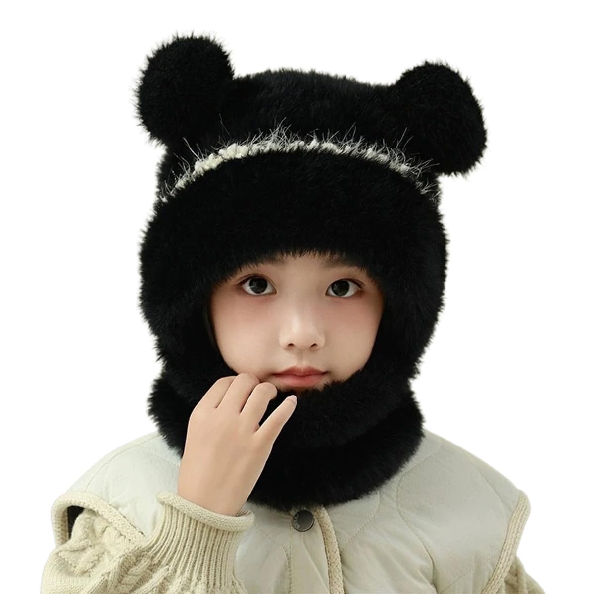 Gorro con pompón y bufanda, conjunto de gorro y bufanda de invierno para niños de 4 a 10 años