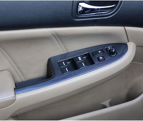 Miniatura 4 de Para 2003 2004 2005 2006 2007 Honda Accord Brillante Estilo de Fibra de Carbono ABS Puerta Ventana Botones de Elevación Botones de Cubierta