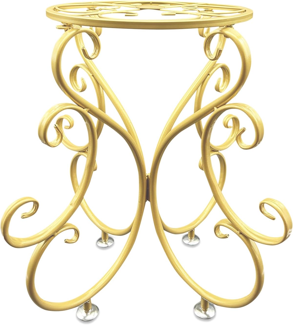 Metal Stool Plant Stand, Assemblable Flower Holder Indoor Outdoor Hanging Plant Shelf Tall Large Plant Holder Iron for Living Room Plant Rack Indoor Multiple Plants Patio Balcony Garden (1 Pcs Golden) Stool Golden 1 Pcs