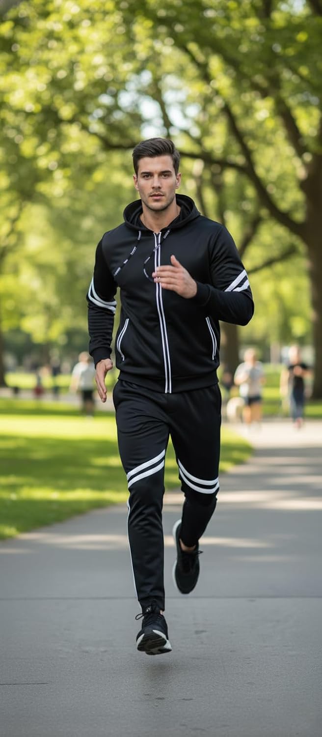 LIME TREE Men's Tracksuit Set Zip Hoodie & Joggers 2-Piece Athletic Outfit Streetwear - Image 3
