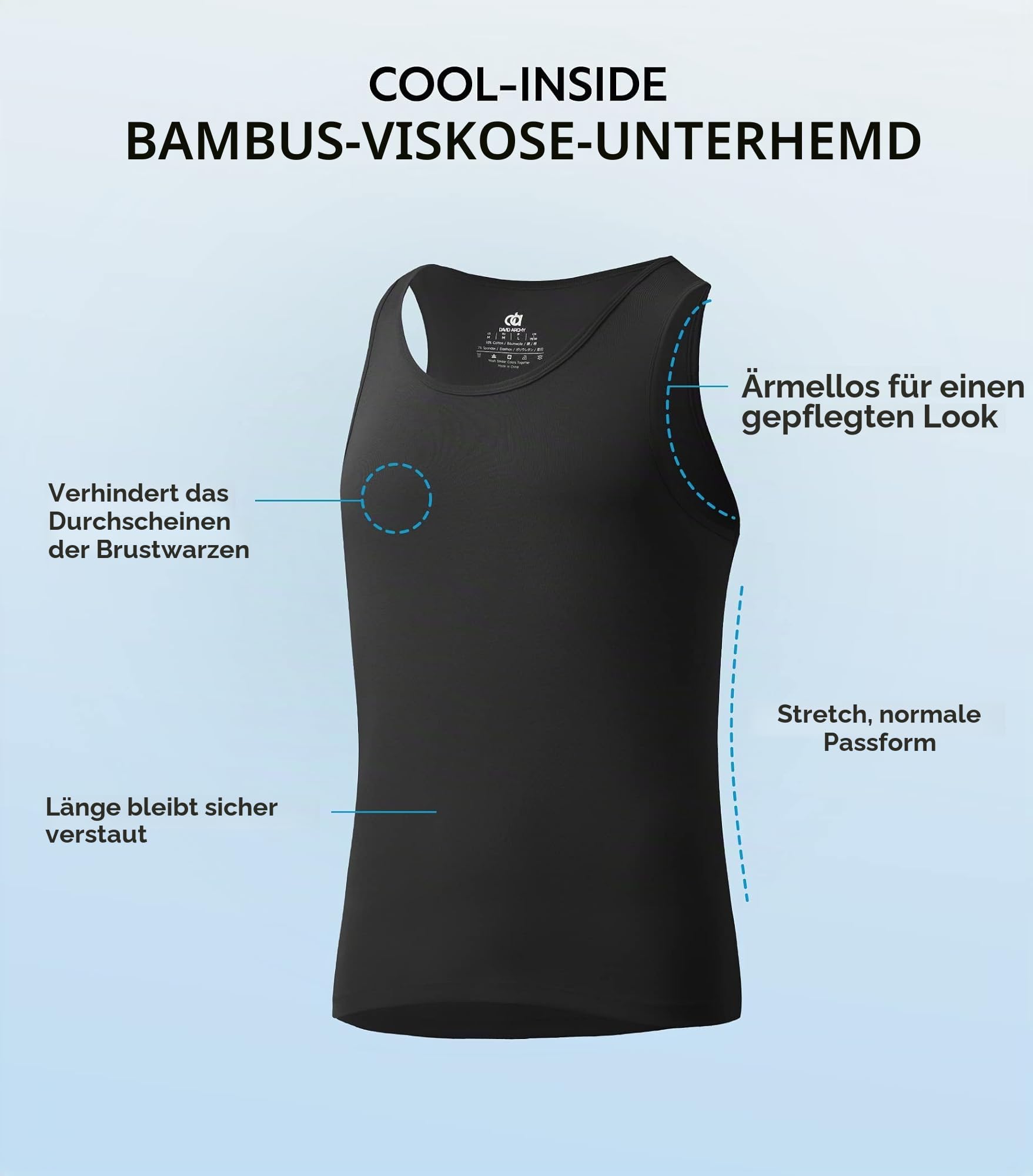 DAVID ARCHY Herren Unterhemden Tshirt Tanktop Business Lässig Bambusfaser Weich Seidig Kurzarm Ärmellos Atmungsaktiv Weste Unterhemd T-Shirt Männer Unterziehshirt Tailliert 3/5er Pack