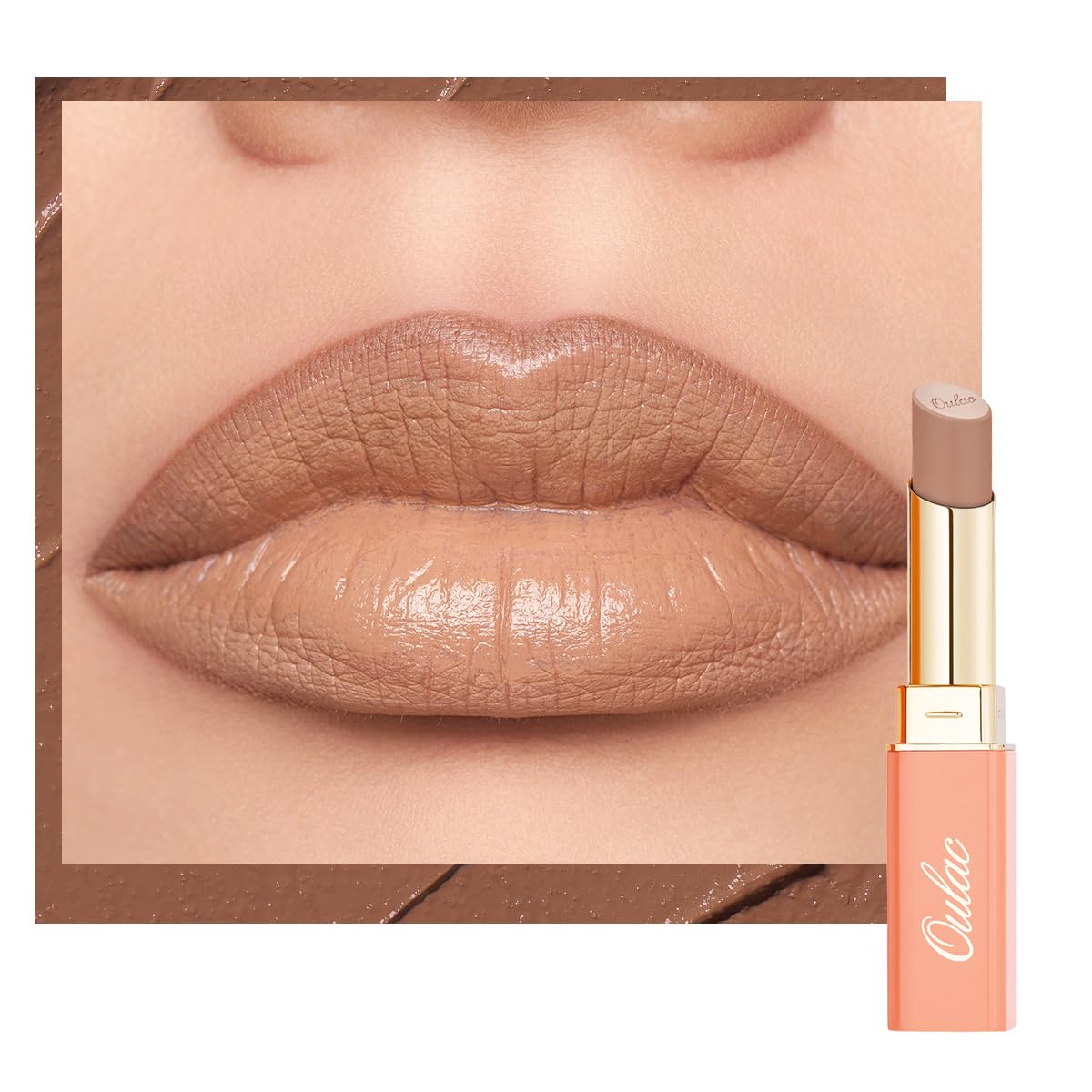 Oulac Satin Matte Brown Lipstick, Nude Long Lasting Lip Stick, Full Coverage with Smooth Creamy Texture Lip Colour