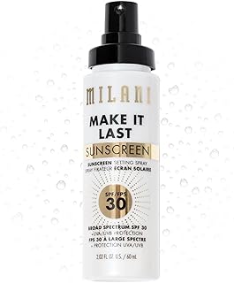 Milani Sunscreen Setting Spray + Primer, Make It Last Sunscreen for Face- SPF 30 UVA & UVB Protection Antioxidant Rich Formula for Broad Spectrum Protection, Prime + Set + Protect, 2.02Fl. Oz