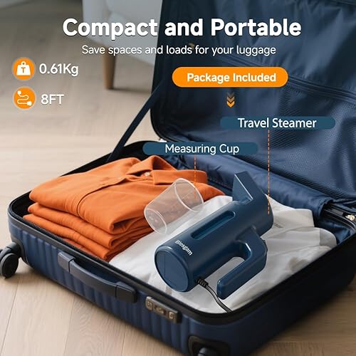 Miniatura 6 de Vaporizador para ropa de 700 W, vaporizador de ropa de vapor de doble fila, tanque de agua de gran capacidad de 6.1 fl oz, vaporizador de ropa de