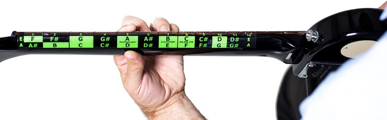 Learn Guitar Fretboard Note Decals - 24.75" Scale - (2 Pack) (Neon Green)