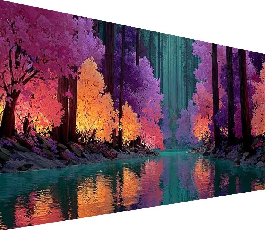 Diamond Painting Arbre et Rivière 60x120cm Grand Format Peinture Diamant 5D Rond 0-P653