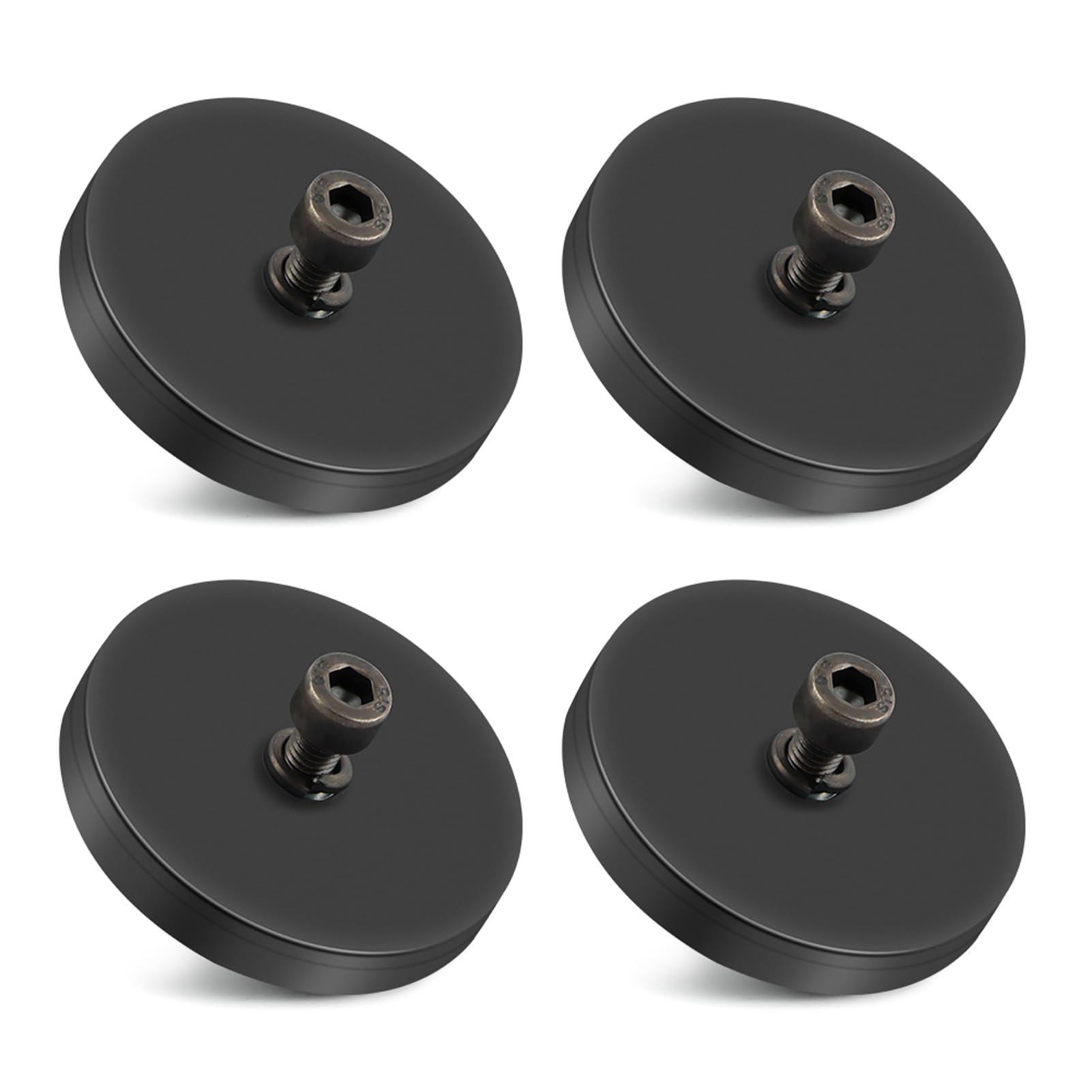 4Pcs Rubber Coated Magnets, 30LBS Anti-Scratch Neodymium Magnet Base with M5 Threaded Studs and Nuts for Light Bar, Mirror, Tools and Equipement