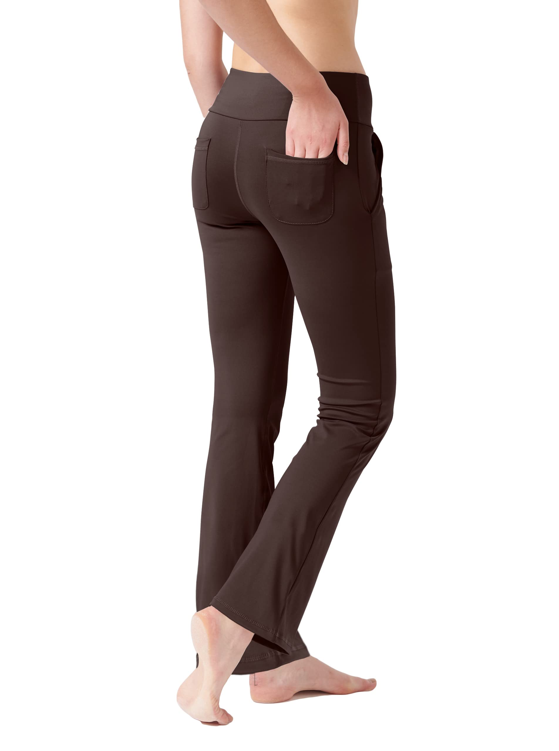 LaiEr Pantaloni da Yoga da Donna con 4 Tasche Pantaloni da Lavoro a Vita Alta 4 Vie Stretch Controllo Pancia Pantaloni Lunghi Svasati, (2 Tasche Laterali e Posteriori),