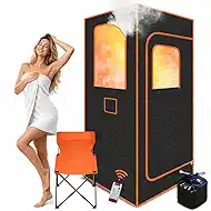 Roomisland Portable Steam Sauna Tent for Home, Single Person Sauna with 3L/1200W Steamer, Remote Control, Folding Chair, Indoor Personal Home Spa, 32" x 32" x 71"
