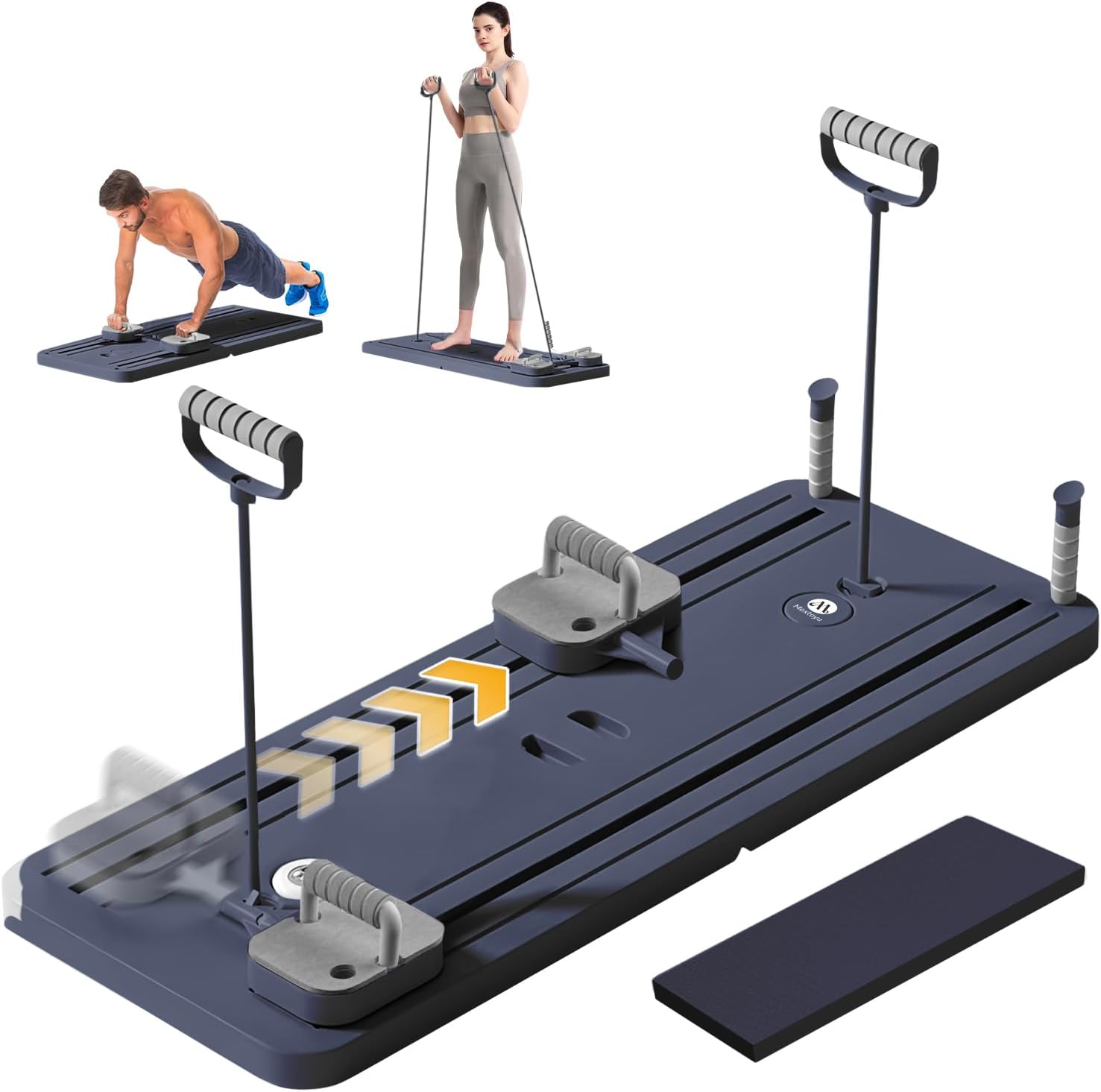 Pilates Board, Multi-Functional Ab Roller Board with Timer, Non-Slip Ab Machine with Slideway & Elbow Support, Easy to Store Ab Roller Board for Fitness Enthusiasts & Novices, Men, Women