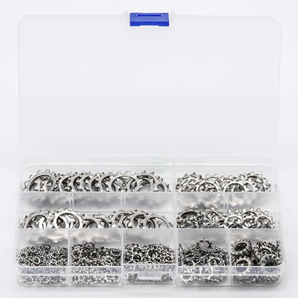 Generic 410Pcs/Set External Tooth Lock Washer Assortment Kit M3 M4 M5 M6 M8 M10 M12 M14 M16 Star Lock Washer - (As Show)