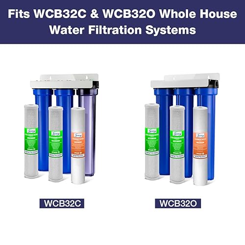 Miniatura 2 de iSpring F3WCB32 Filtros de agua para toda la casa de 20 x 2.5 pulgadas para sistemas de filtro de agua de la serie WCB32, paquete de 3