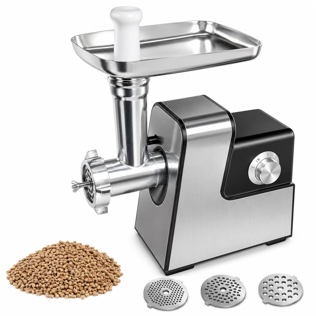 Elektryczna maszyna do granulowania karmy dla zwierząt ze stali nierdzewnej granulator zwierzęcy 2-6 kg/h z matrycami 2,5/3/5 mm dla psów kotów ptaków ryb zwierząt gospodarskich