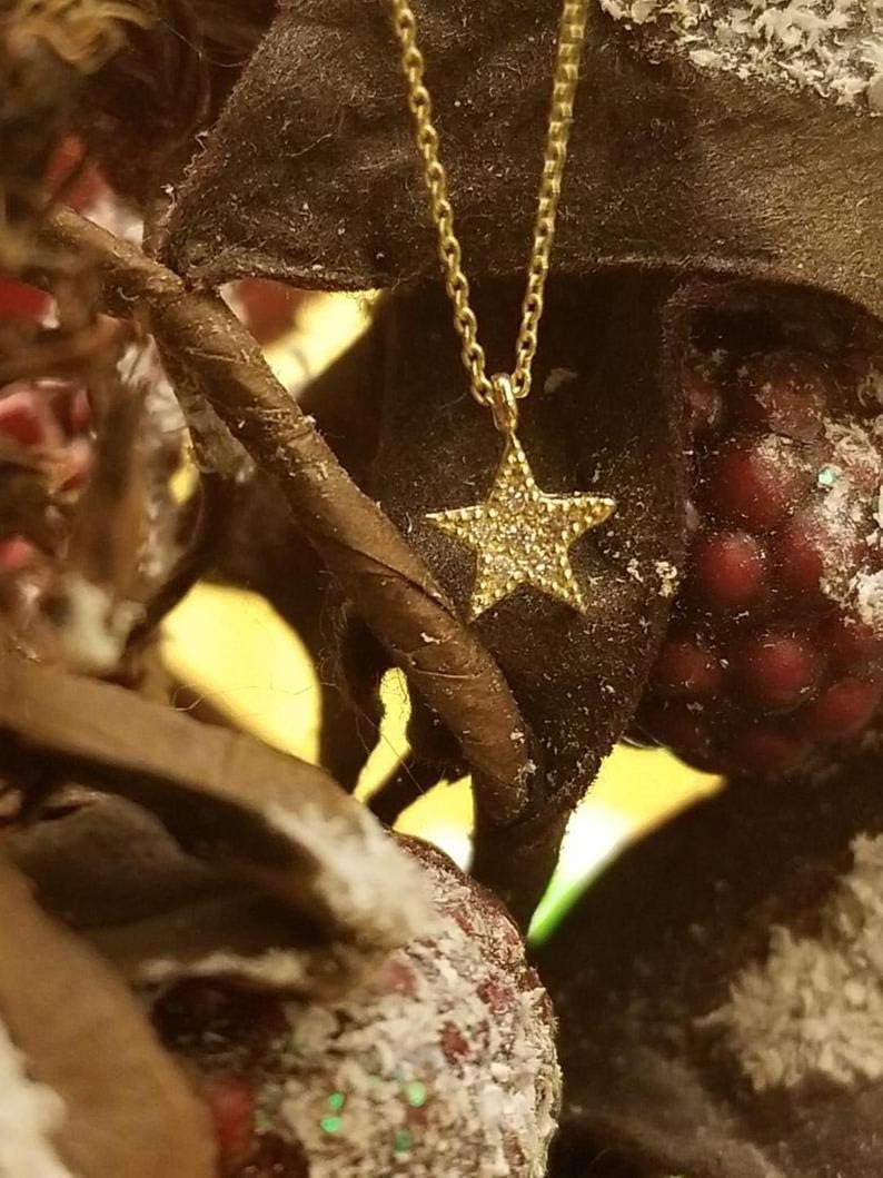 Diamond Star Necklace / 14K Gold Star Necklace/Dainty Star Necklace/Minimalist Star Necklace/14K Solid Yellow Gold Diamond Star Necklace