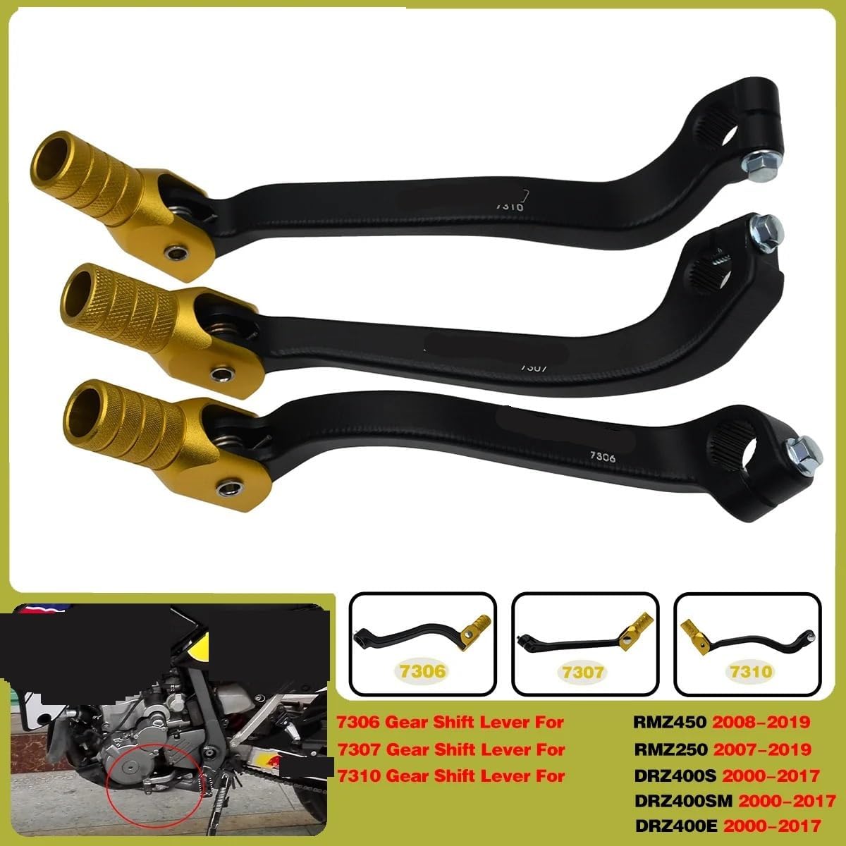 Motorbike Gear Shifter Motorcycle Gear Lever Aluminum Shifter Shift Lever for RMZ 250 450 2008-2019 DRZ 400S 400SM 400E 2000-2017 Dirt Bike