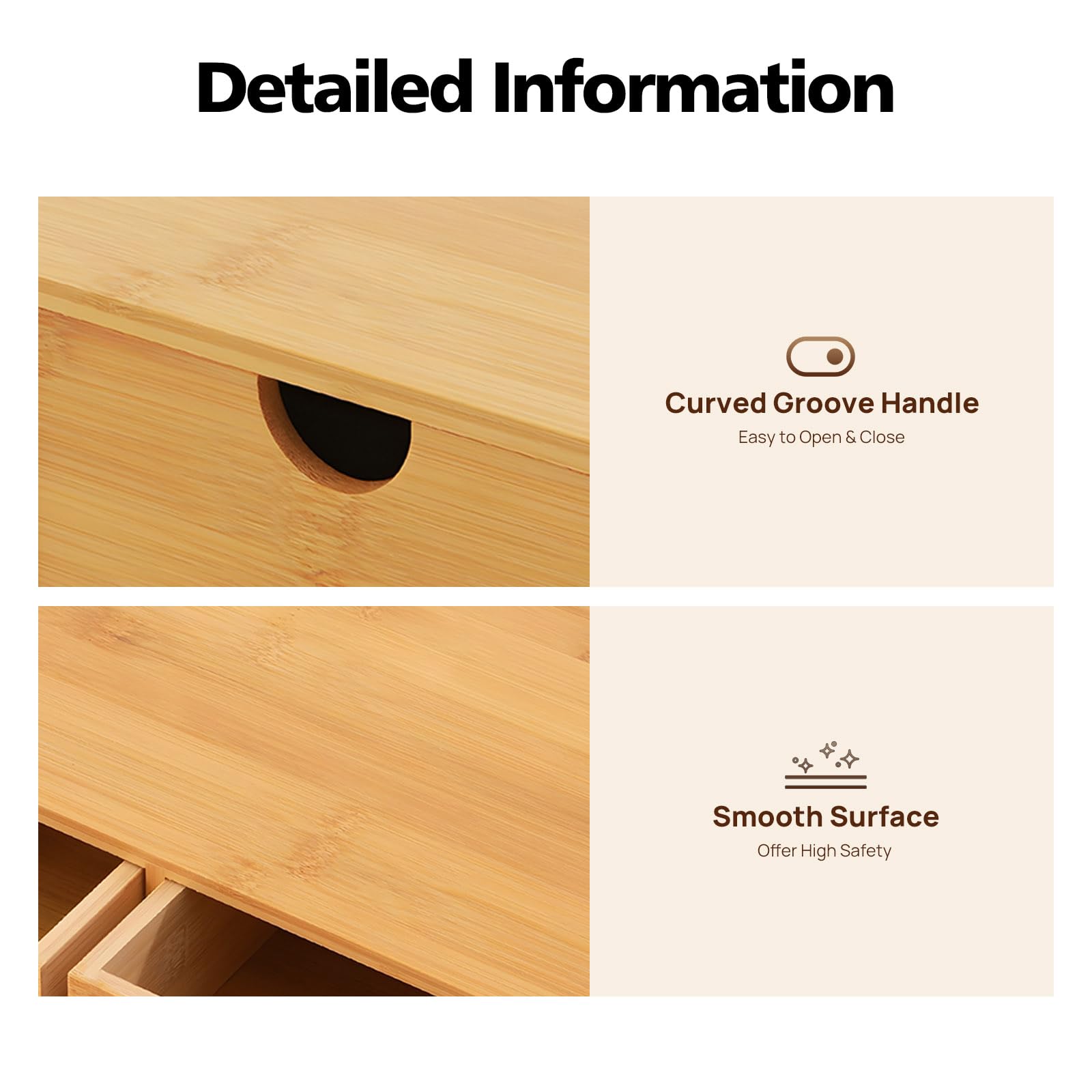 Bamboo Desk Organizer con 4 cassetti per utensili da ufficio, in bambù, 33 x 19 x 16 cm, per riporre articoli di cancelleria, documenti, cosmetici